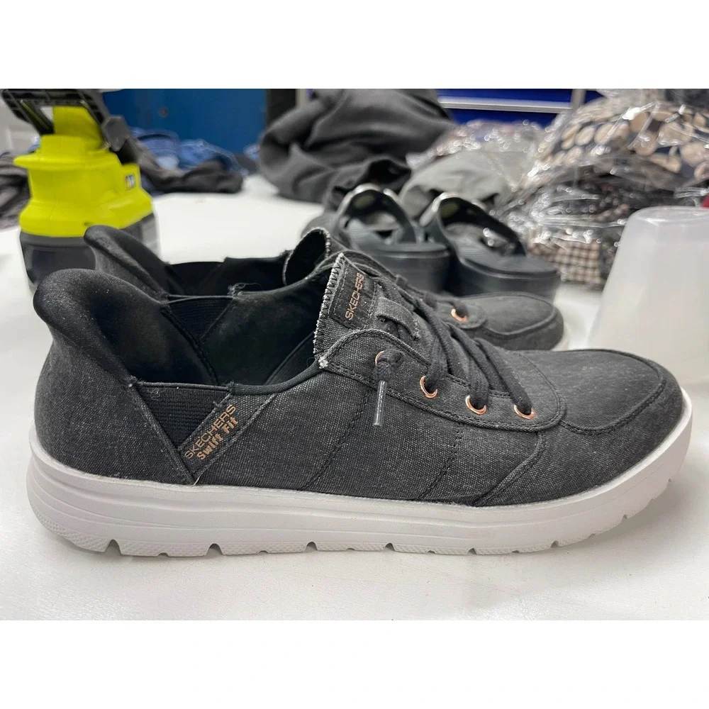 Skechers Hands Free Slip-ins Swift Fit Black Rose Gold Sneakers Womens 9